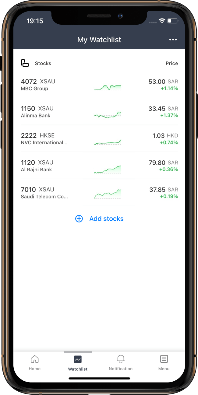 Watchlist screenshot.